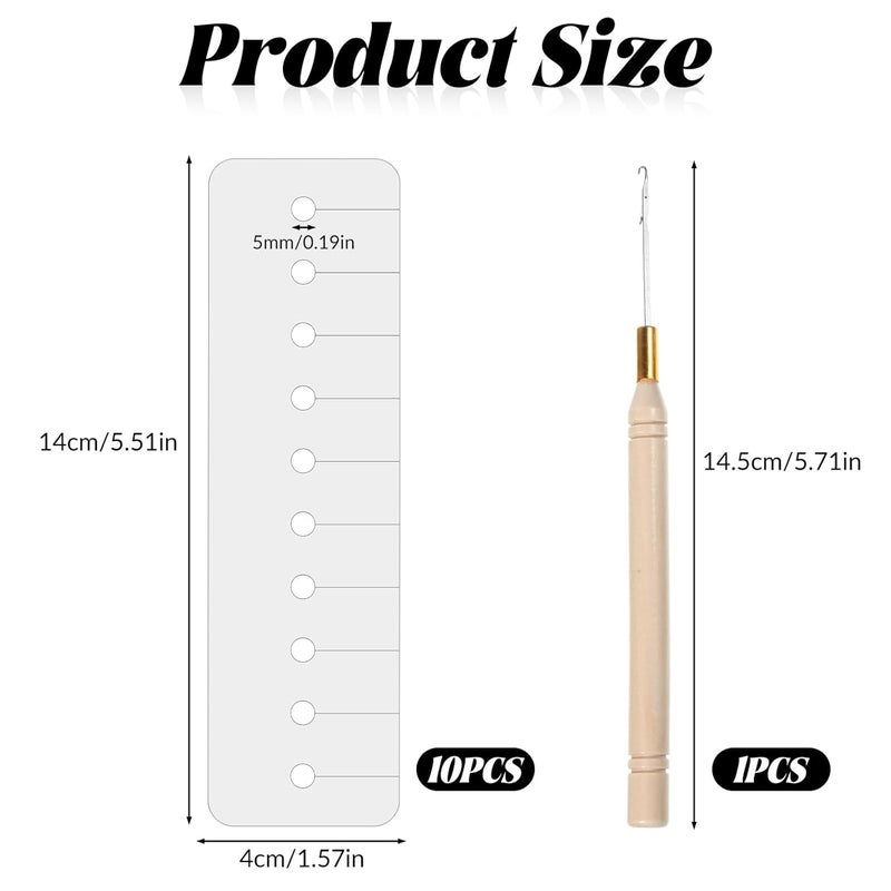 Macuezu 10 Pcs Heat Shield Guards for Hair Extension with Latch Hook Crochet Needles, Multi Hole Shield Spacers Fusion Glue Protector Templates Pulling Needle for Hair Extensions - Image 3
